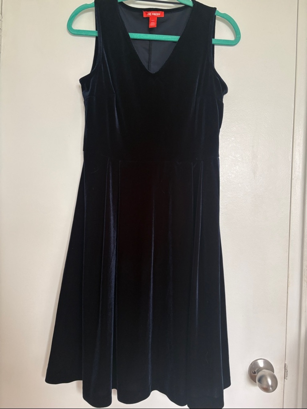 Joe Fresh Navy Velvet V-Neck Midi Dress